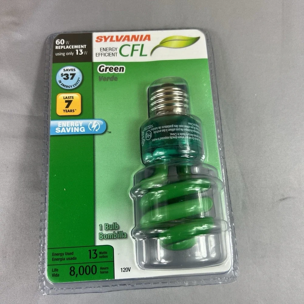 Sylvania Green CFL Light Bulb 13W Spiral 60W Equivalent Colored Bulb